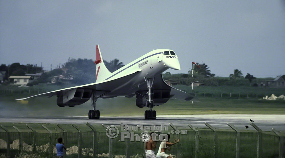 Concorde G-BOAE lands at the Grantley Adams International Airport, Oct 31, 1977 bgv11-18
