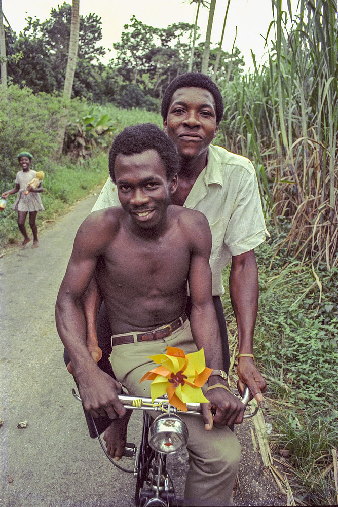 Bicycles were our means of transport - two youths in Sugar Hill village, St. Joseph